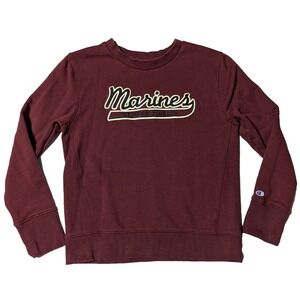 US MARINES SEMPER FIDELIS X CHAMPION Men Medium Burgundy Cotton Blend Sweatshirt